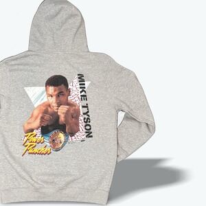 RARE Official  Mike Tyson  Power Puncher Gray Pullover Hoodie‎  Mens  Large